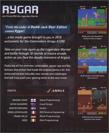 Box back cover for Rygar on the Commodore Amiga.