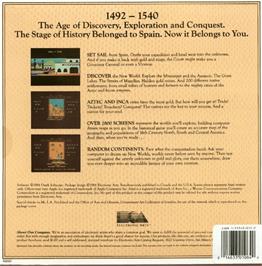 Box back cover for Seven Cities of Gold on the Commodore Amiga.