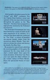 Box back cover for Sex Vixens from Space on the Commodore Amiga.