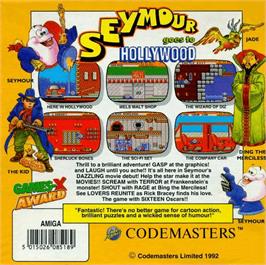 Box back cover for Seymour Goes to Hollywood on the Commodore Amiga.