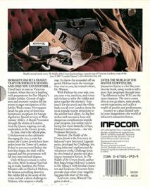 Box back cover for Sherlock: The Riddle of the Crown Jewels on the Commodore Amiga.