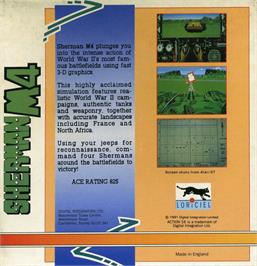 Box back cover for Sherman M4 on the Commodore Amiga.