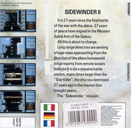 Box back cover for Sidewinder 2 on the Commodore Amiga.