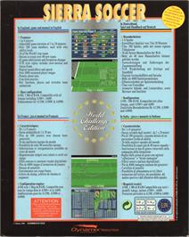 Box back cover for Sierra Soccer - World Challenge Edition on the Commodore Amiga.