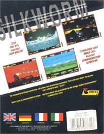 Box back cover for Silk Worm on the Commodore Amiga.
