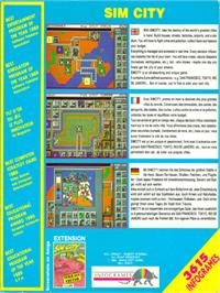Box back cover for Sim City on the Commodore Amiga.