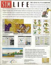 Box back cover for Sim Life on the Commodore Amiga.