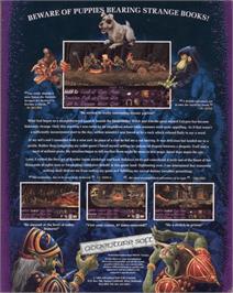 Box back cover for Simon the Sorcerer on the Commodore Amiga.