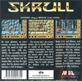 Box back cover for Skrull on the Commodore Amiga.