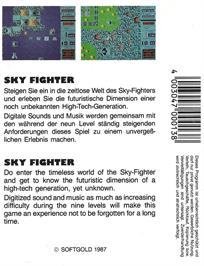 Box back cover for Sky Fighter on the Commodore Amiga.