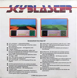Box back cover for Skyblaster on the Commodore Amiga.