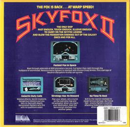 Box back cover for Skyfox II: The Cygnus Conflict on the Commodore Amiga.