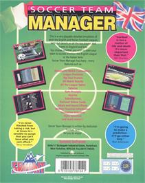 Box back cover for Soccer Team Manager on the Commodore Amiga.