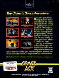 Box back cover for Space Ace on the Commodore Amiga.