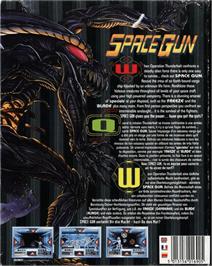 Box back cover for Space Gun on the Commodore Amiga.