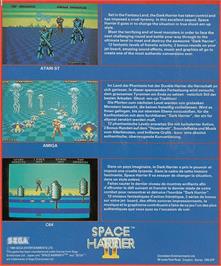 Box back cover for Space Harrier 2 on the Commodore Amiga.