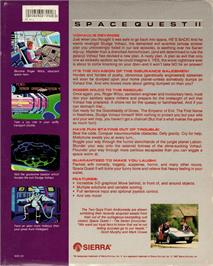 Box back cover for Space Quest 2 - Chapter 2 - Vohaul's Revenge on the Commodore Amiga.
