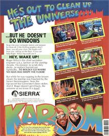 Box back cover for Space Quest I: Roger Wilco in the Sarien Encounter on the Commodore Amiga.