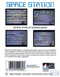 Box back cover for Space Station on the Commodore Amiga.