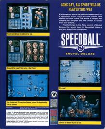 Box back cover for Speedball 2: Brutal Deluxe on the Commodore Amiga.