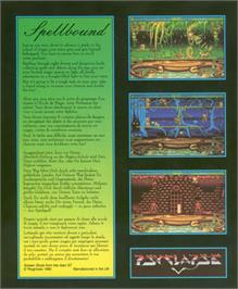 Box back cover for Spellbound! on the Commodore Amiga.