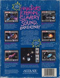 Box back cover for Star Control on the Commodore Amiga.