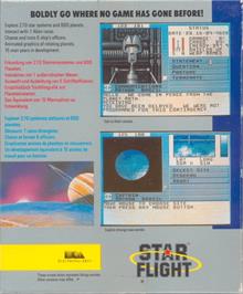Box back cover for Starflight on the Commodore Amiga.