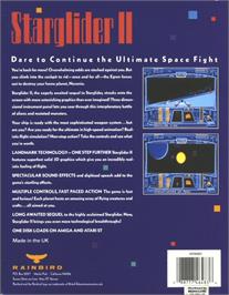 Box back cover for Starglider 2 on the Commodore Amiga.