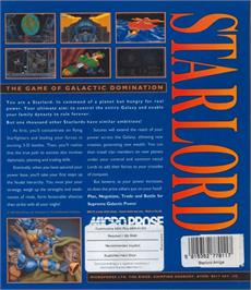 Box back cover for Starlord on the Commodore Amiga.