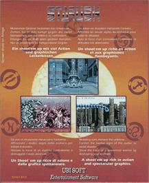 Box back cover for Starush on the Commodore Amiga.