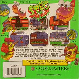 Box back cover for Steg the Slug on the Commodore Amiga.
