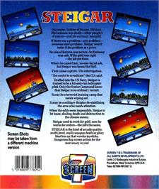 Box back cover for Steigar on the Commodore Amiga.