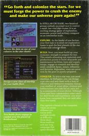 Box back cover for Stellar Crusade on the Commodore Amiga.