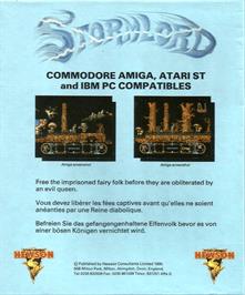 Box back cover for Stormlord on the Commodore Amiga.