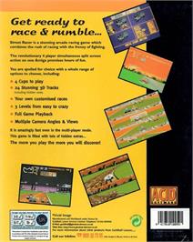Box back cover for Street Racer on the Commodore Amiga.
