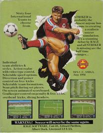 Box back cover for Striker on the Commodore Amiga.