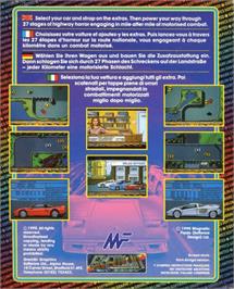 Box back cover for Super Cars on the Commodore Amiga.