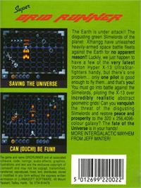 Box back cover for Super Grid Runner on the Commodore Amiga.