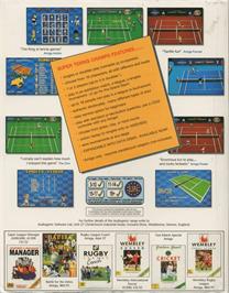 Box back cover for Super Tennis Champs on the Commodore Amiga.