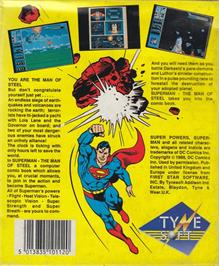 Box back cover for Superman - The Man Of Steel on the Commodore Amiga.
