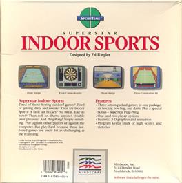 Box back cover for Superstar Indoor Sports on the Commodore Amiga.