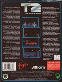 Box back cover for T2 - The Arcade Game on the Commodore Amiga.