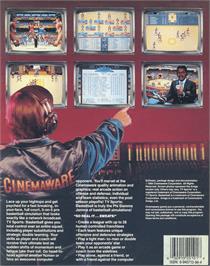 Box back cover for TV Sports: Basketball on the Commodore Amiga.