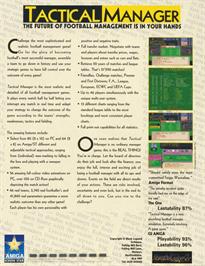 Box back cover for Tactical Manager on the Commodore Amiga.