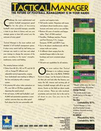 Box back cover for Tactical Manager on the Commodore Amiga.