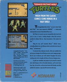 Box back cover for Teenage Mutant Hero Turtles on the Commodore Amiga.