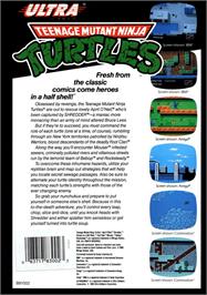 Box back cover for Teenage Mutant Ninja Turtles on the Commodore Amiga.