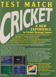 Box back cover for Test Match Cricket on the Commodore Amiga.