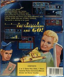 Box back cover for Thunderbirds on the Commodore Amiga.