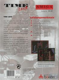 Box back cover for Time Lock on the Commodore Amiga.